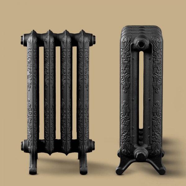 Чугунный радиатор Radion Deco D3, 500 мм черный цвет